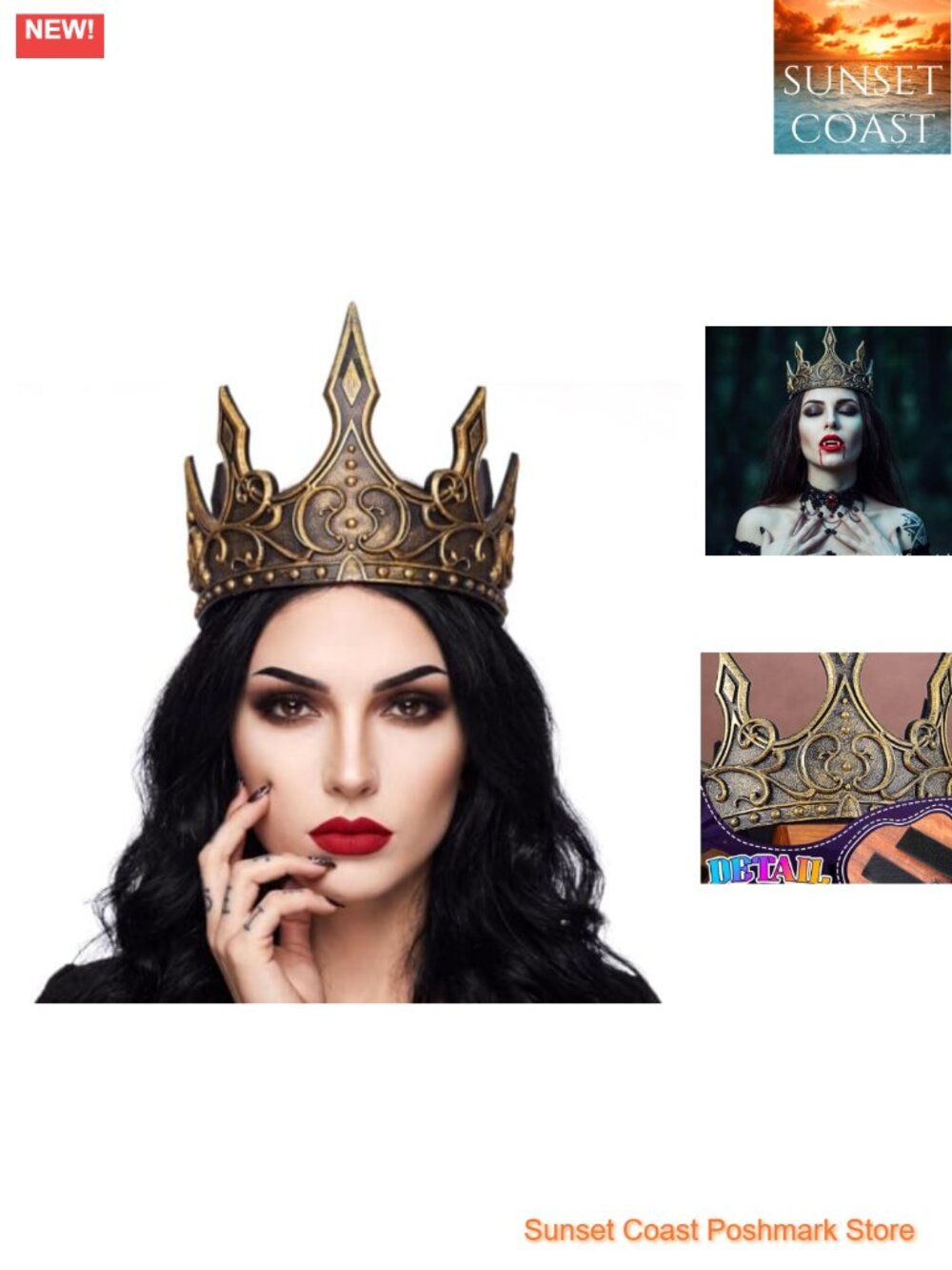 Gothic Crown Halloween Headpiece Cosplay Hair Accessory Women Girls
